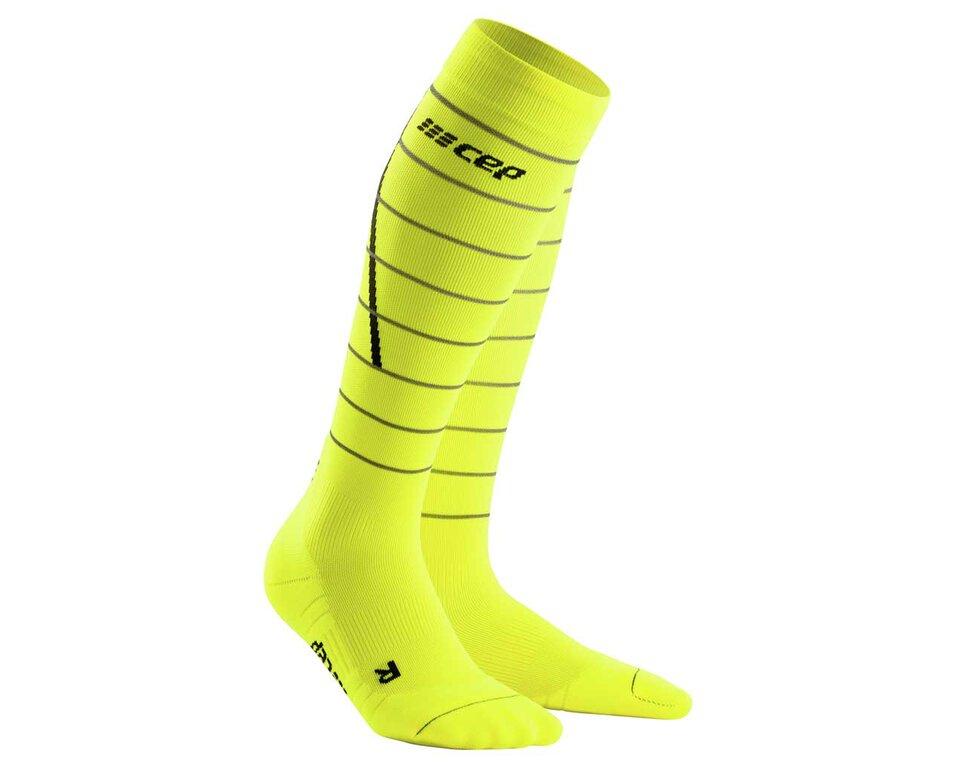 Kompresné podkolienky CEP Reflective Sock women neon yellow